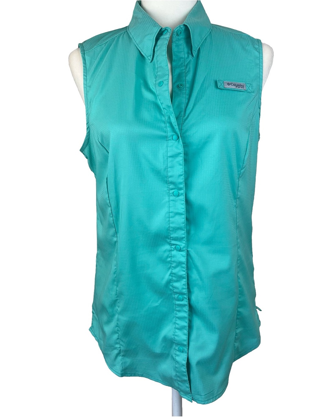 Columbia PFG Tamiami Sleeveless Top Omni Wick Ripstop Snap Button Size Medium